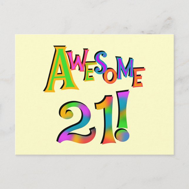 Awesome 21 Birthday T-shirts and Gifts Postcard (Front)