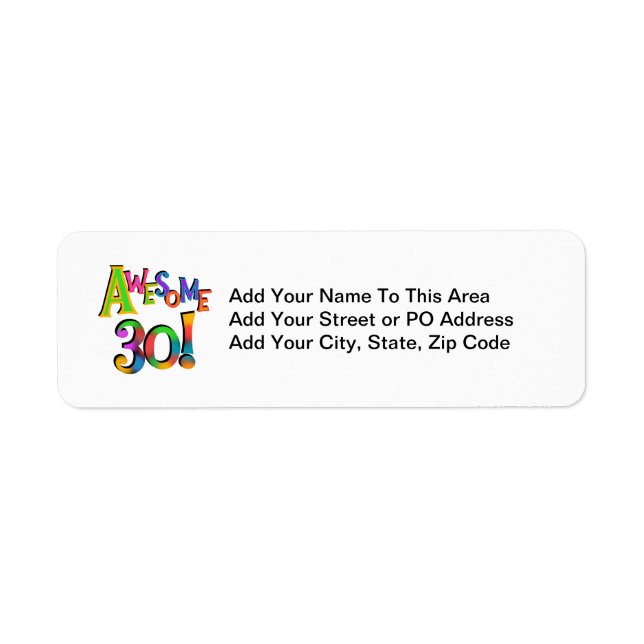 Awesome 30 Birthday T-shirts and Gifts Label (Front)