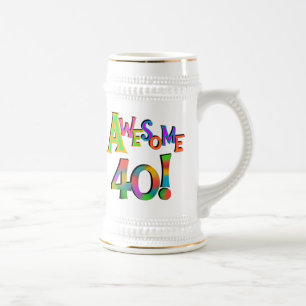 Awesome 40 Birthday T-shirts and Gifts Beer Stein