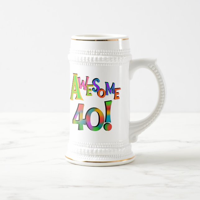 Awesome 40 Birthday T-shirts and Gifts Beer Stein (Right)