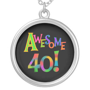 Awesome 40 Birthday T-shirts and Gifts Silver Plated Necklace