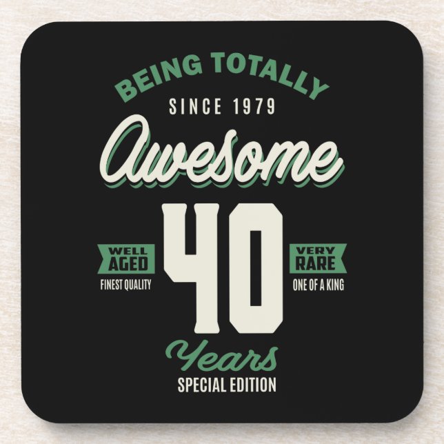 Awesome 40 Years Beverage Coaster (Front)