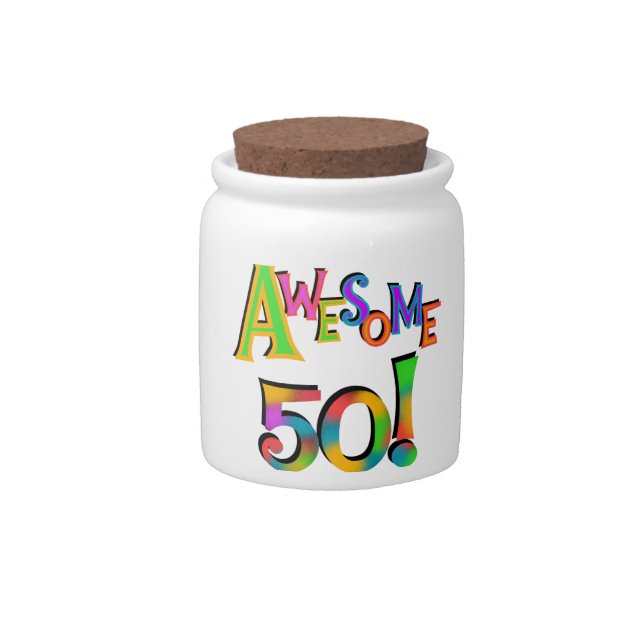 Awesome 50 Birthday T-shirts and Gifts Candy Jar (Front)