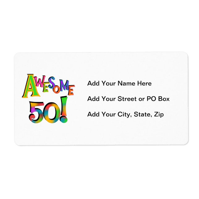 Awesome 50 Birthday T-shirts and Gifts Label (Front)