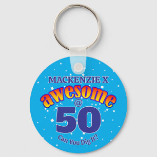 AWESOME 50 Light BLUE Birthday Keychain
