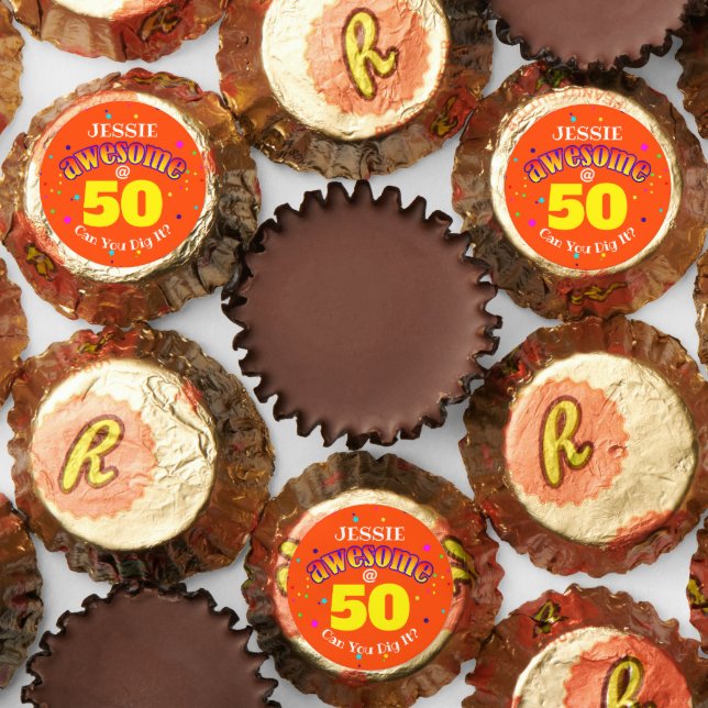 AWESOME 50 Orange birthday Reese's Peanut Butter Cups (Assorted)
