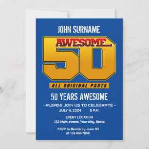 Awesome 50th Birthday Party All Original Parts Invitation