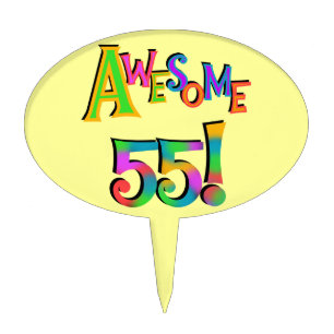 Awesome 55 Birthday Cake Topper