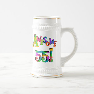 Awesome 55 Birthday T-shirts and Gifts Beer Stein