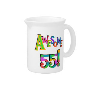 Awesome 55 Birthday T-shirts and Gifts Drink Pitcher