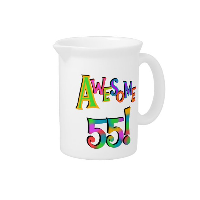 Awesome 55 Birthday T-shirts and Gifts Drink Pitcher (Right)