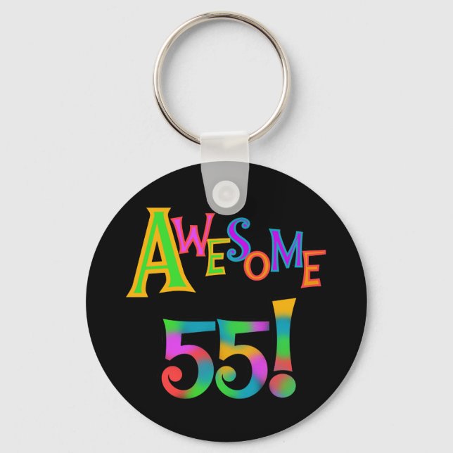 Awesome 55 Birthday T-shirts and Gifts Keychain (Front)