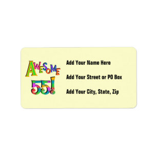 Awesome 55 Birthday T-shirts and Gifts Label