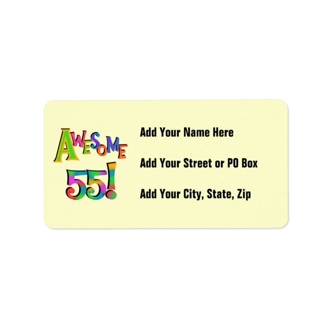 Awesome 55 Birthday T-shirts and Gifts Label (Front)