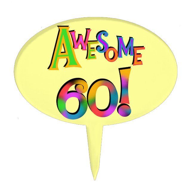 Awesome 60 Birthday Cake Topper (Front)