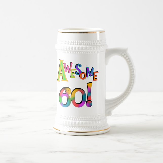 Awesome 60 Birthday T-shirts and Gifts Beer Stein (Right)