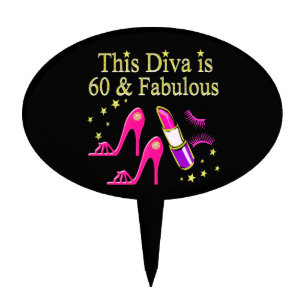 AWESOME 60TH BIRTHDAY DIVA DESIGN CAKE TOPPER
