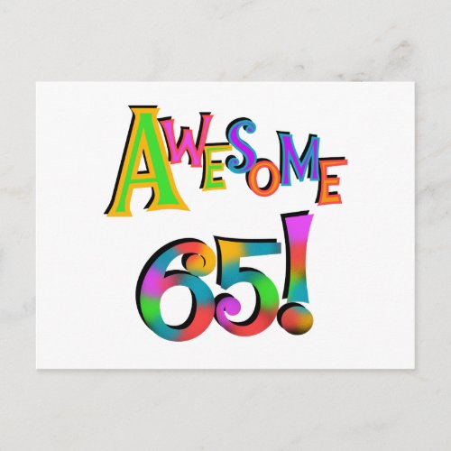 Awesome 65 Birthday Tshirts and Gifts Postcard