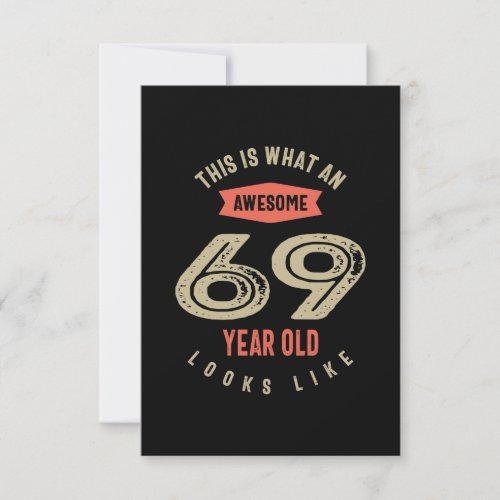 Awesome 69 Year Old Birthday Gift Funny 69th RSVP Card