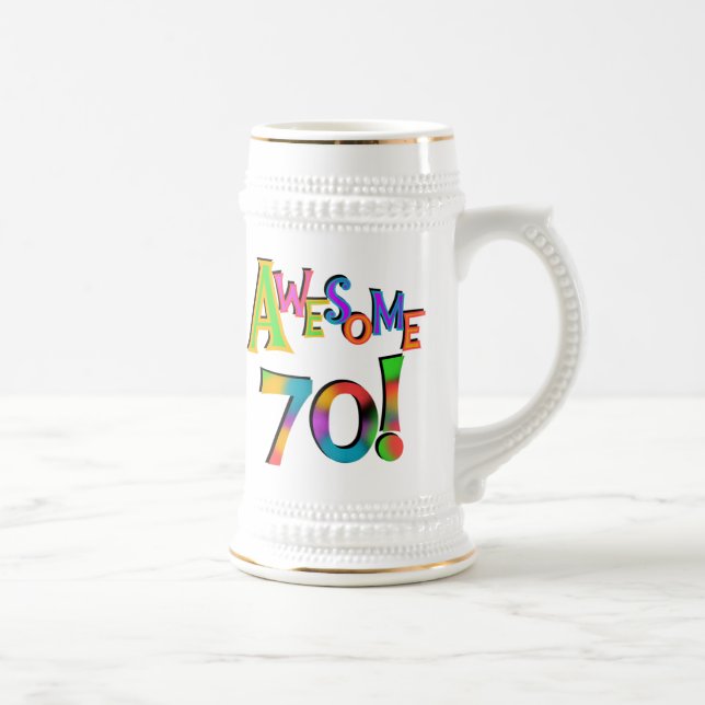 Awesome 70 Birthday T-shirts and Gifts Beer Stein (Right)