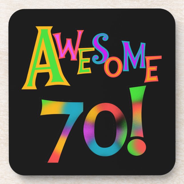 Awesome 70 Birthday T-shirts and Gifts Drink Coaster (Front)