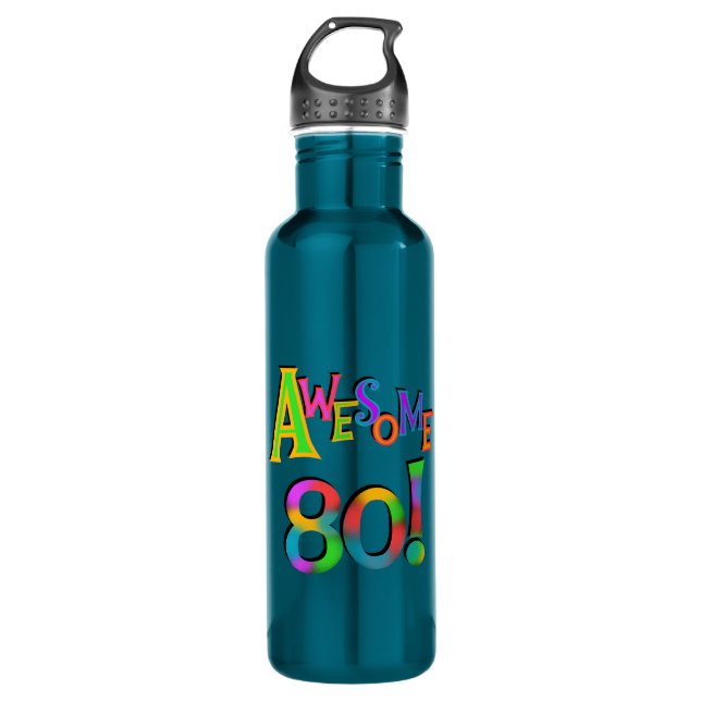 Awesome 80 Birthday T-shirts and Stainless Steel Water Bottle (Front)