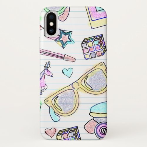 Awesome 80s Coloring Book Pattern iPhone X Case
