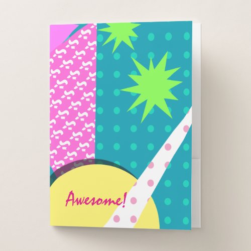 Awesome 80s Pop Pattern Fun Aesthetic Pocket Folder