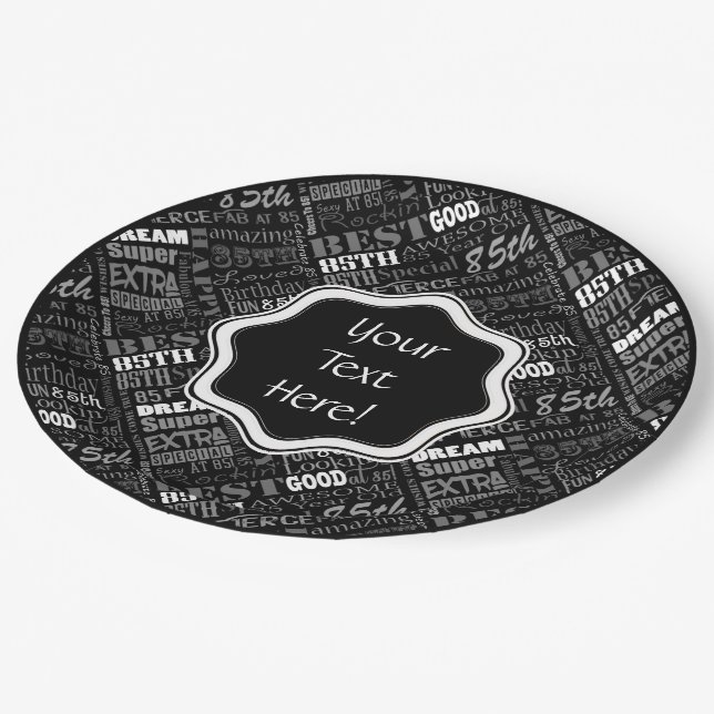 Awesome 85th Birthday Party Personalized Monogram Paper Plates (Angled)