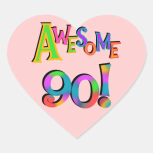 Awesome 90 Birthday T-shirts and Gifs Heart Sticker