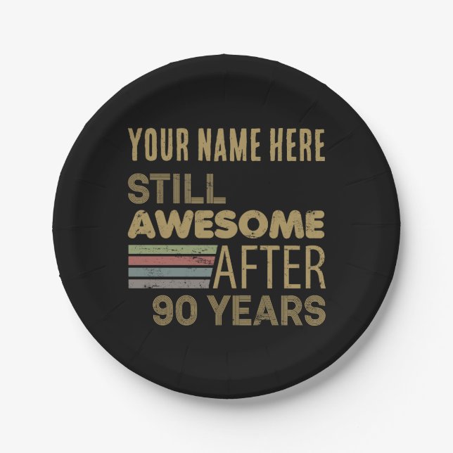 Awesome 90th Birthday Custom Paper Plates (Front)