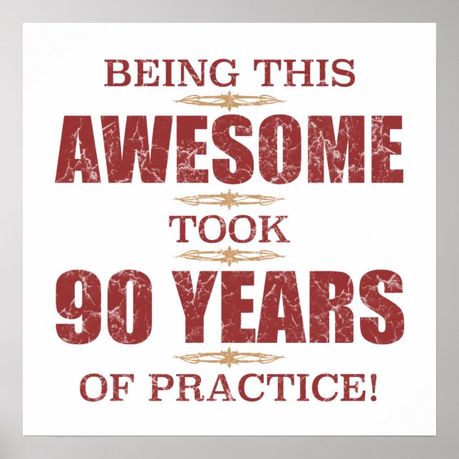 Awesome 90th Birthday Poster (Front)