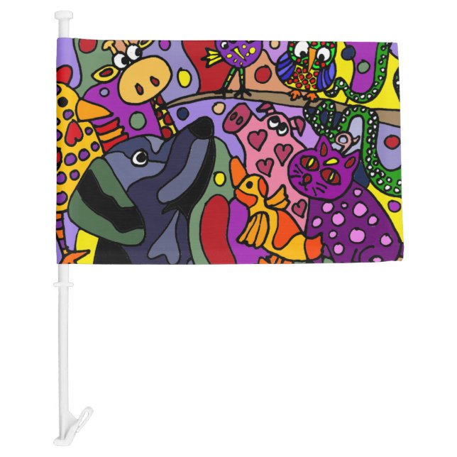 Awesome Abstract Art Animals Car Flag (Front)