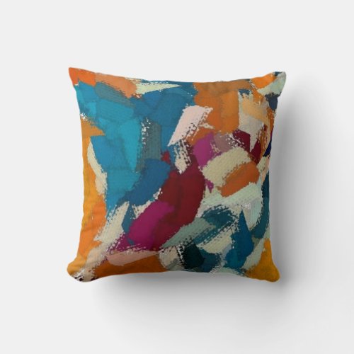 Awesome Abstract Orange Blue Throw Pillow