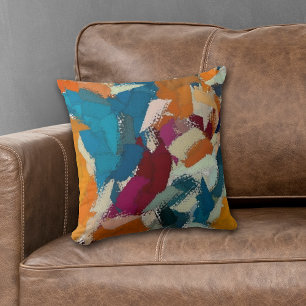 Awesome Abstract Orange Blue Throw Pillow