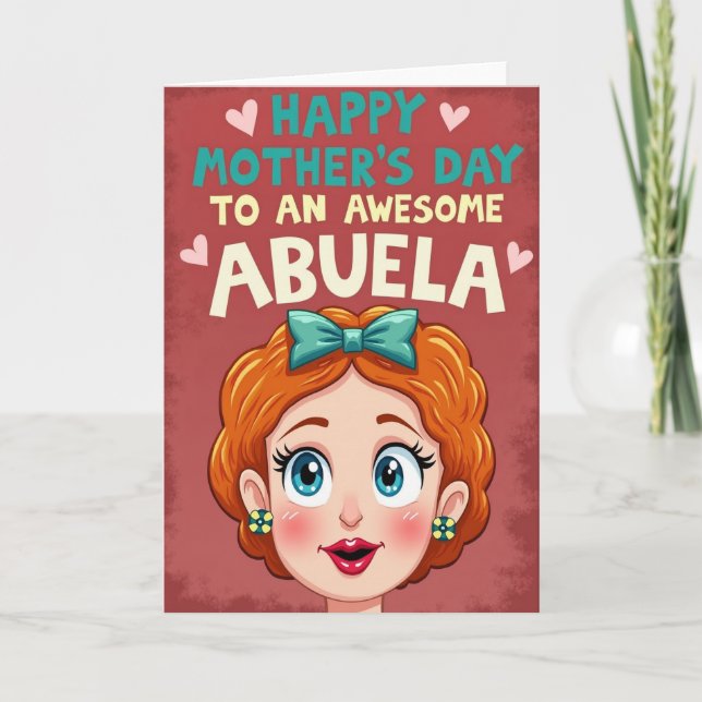 Awesome Abuela Teal Bow Art Card (Front)