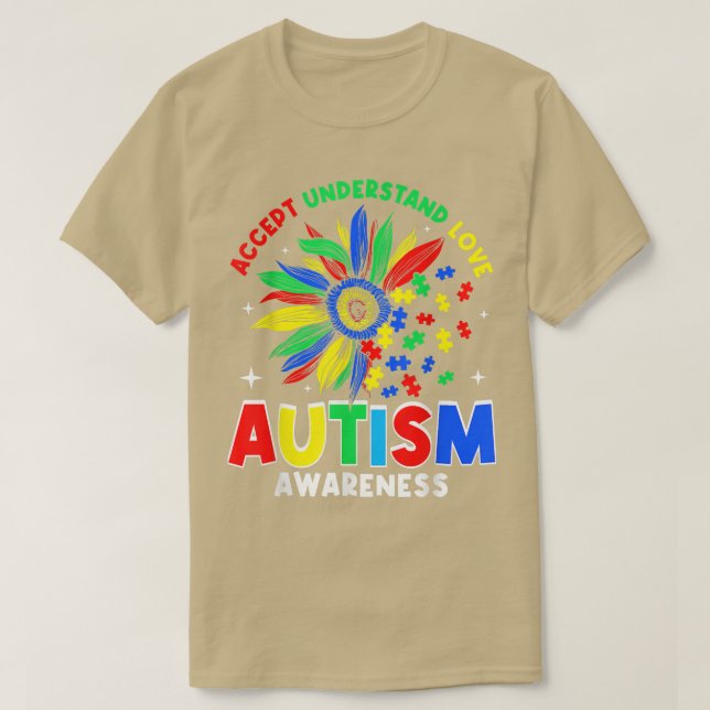 Awesome Accept Understand Love Autism Awareness Su T-Shirt (Design Front)