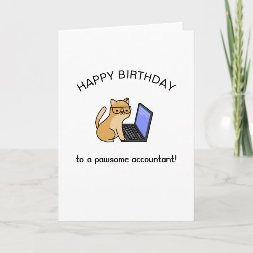 awesome accountant funny cute office cat birthday card