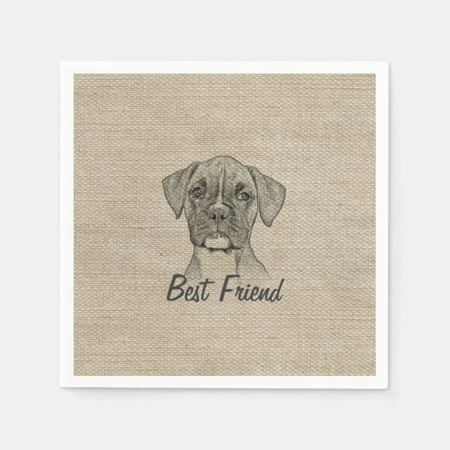 Awesome  adorable funny trendy boxer puppy dogv paper napkins (Front)