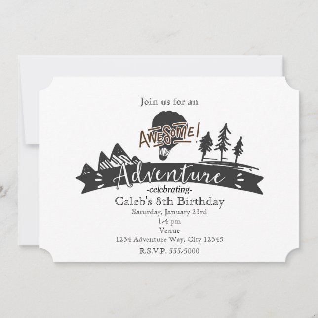 Awesome Adventure Retro Birthday Party Invitations (Front)