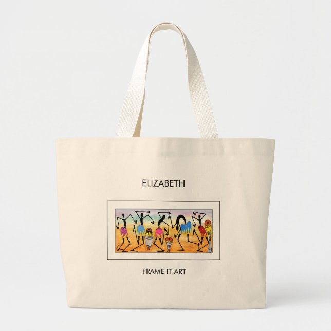 Awesome, African Art, Heart Warming Dance Large Tote Bag (Front)