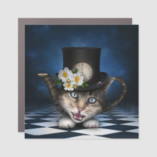 Awesome Alice in Wonderland Teacup Cat Car Magnet