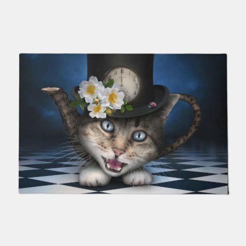Awesome Alice in Wonderland Teacup Cat Doormat