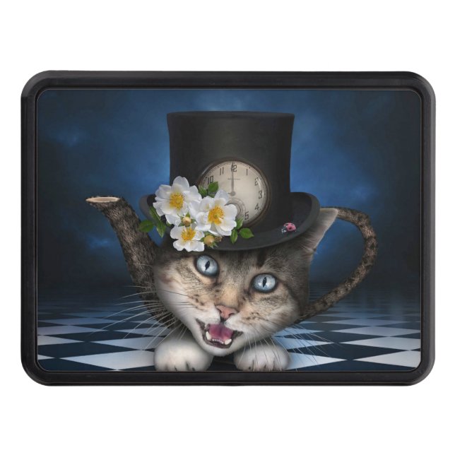 Awesome Alice in Wonderland Teacup Cat Hitch Cover (Front)