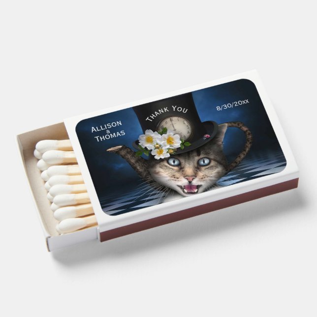 Awesome Alice in Wonderland Teapot Cat Matchboxes (Front Open)