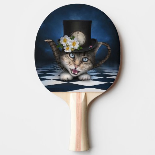 Awesome Alice in Wonderland Teapot Cat Ping Pong Paddle