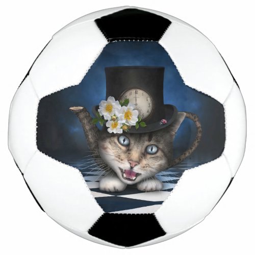 Awesome Alice in Wonderland Teapot Cat Soccer Ball