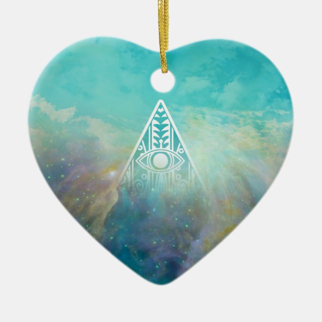 Awesome “All seeing eye” triangle Orion nebula Ceramic Ornament (Front)