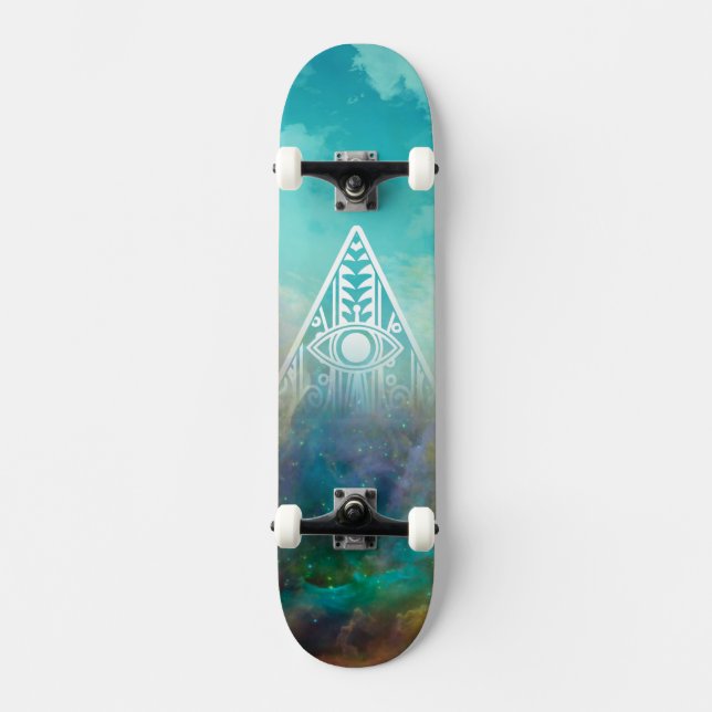 Awesome “All seeing eye” triangle Orion nebula Skateboard Deck (Front)