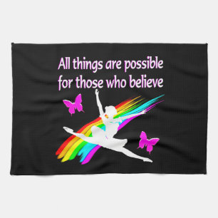 AWESOME ALL THINGS ARE POSSIBLE BALLERINA DESIGN TOWEL